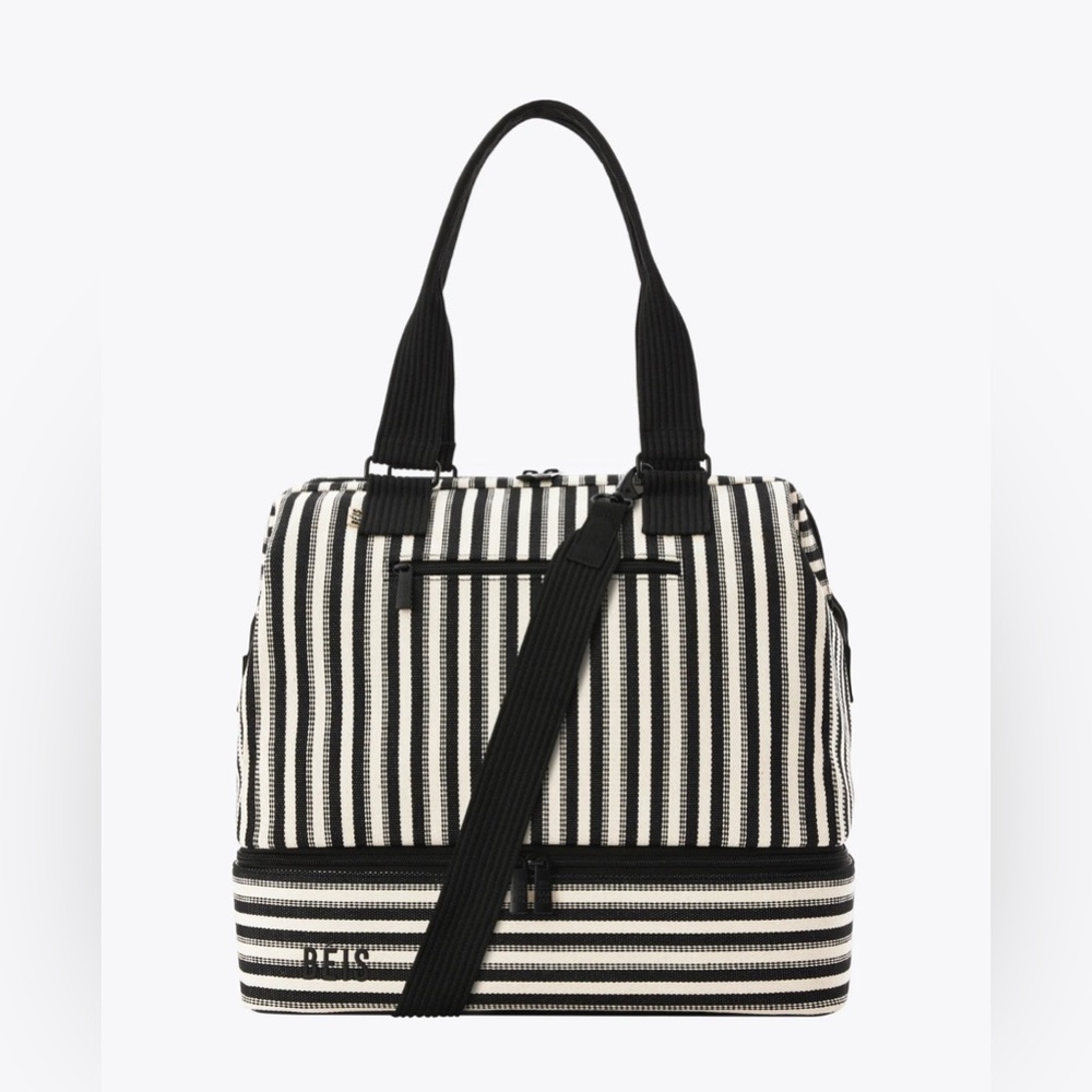 BEIS Mini Weekender - Black Stripe